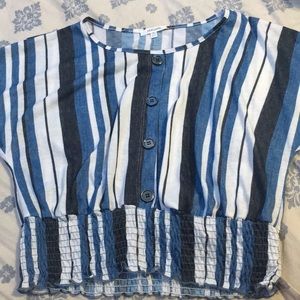 Blue and white short sleeve shirt
